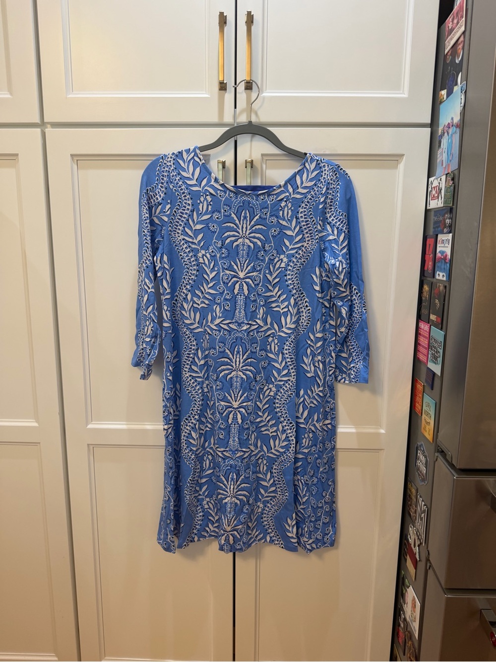 Lilly Pulitzer Blue Floral-Print Long Sleeve Tunic Dress